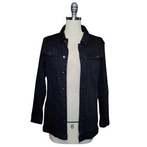 SkinGraft Black Denim Jean Jacket Long Back Zipper M